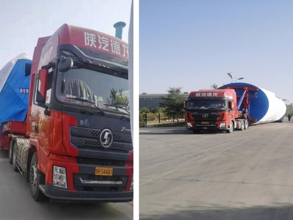 青海共和二期風(fēng)電項(xiàng)目首套塔筒發(fā)貨